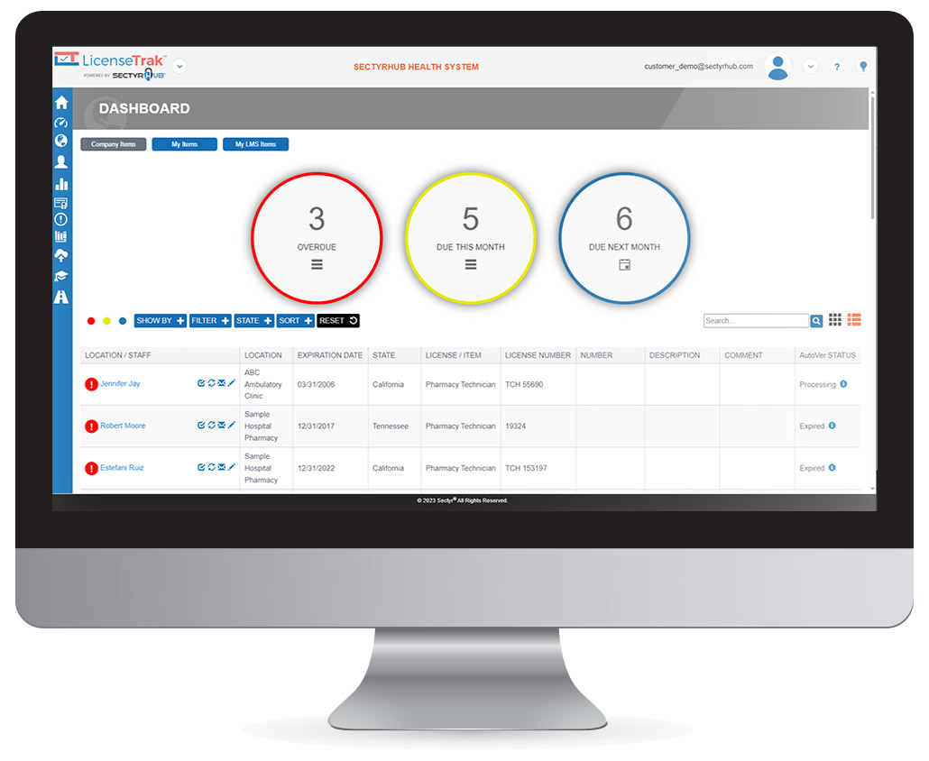 SectyrHub LicenseTrak Compliance Management Software